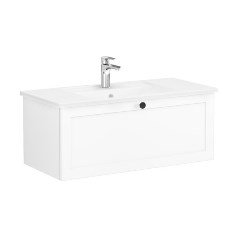 Vitra Root Classic 68813 Lavabo Dolabı, Tek Çekmeceli, 100 Cm, Mat Beyaz, Köşeli Lavabolu
